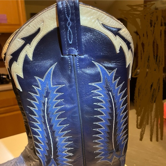 Men’s Tony Lama denim blue full quill ostrich 9EE/(9 1/2D) - Picture 2 of 13